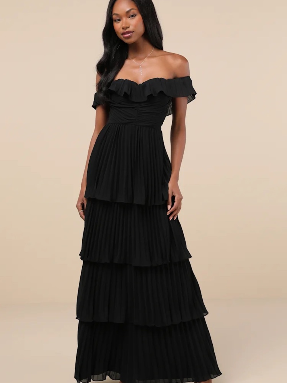 Lulu’s Black Pleated Maxi Dress